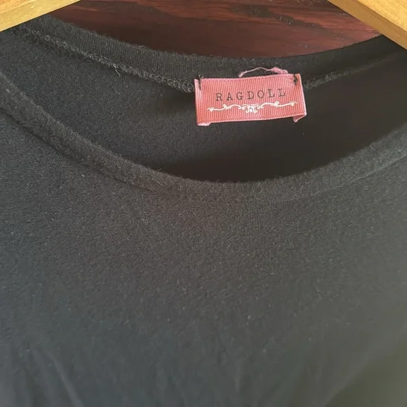 Ragdoll Women’s XL Soft Black Tee with Leopard Print Sheer Puff Sleeves Blouse - Picture 3 of 5